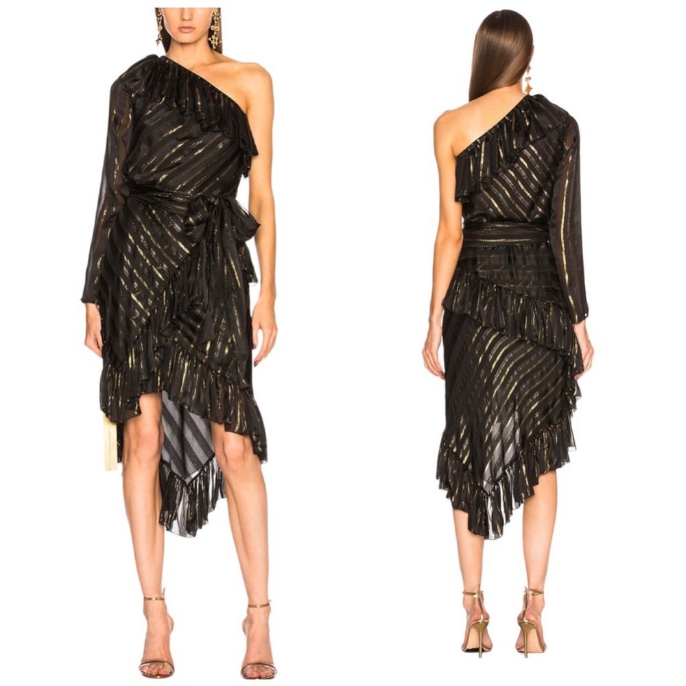 Philosophy di Lorenzo Serafini Black and Gold Asymmetrical Dress